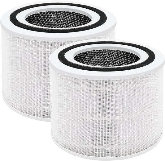 2 Pack Replacement Air Purifier Filters for LEVOIT Core 300 & 300S, High-Efficiency Activated Carbon & True Toxin Absorber, 3-in-1 Pre-Filters for Pets, Compatible with Core300-RF, White