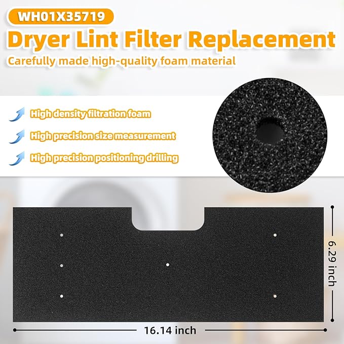 WH01X35719 Lint Filter for GE Washer Dryer Combo, Reusable and Washable Dryer Lint Filter Replacement for GE Profile Washer Dryer Combo - PFQ97HSPVDS Models (8 Pack)