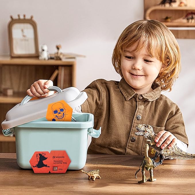 300g Rechargeable Desiccant Packs for Storage, Reusable Dehumidifier Bags Silica Gel with Indicator Window Moisture Absorbers for Gun Safe, Suitcase, 3D Filaments, Electronics [3PACK]