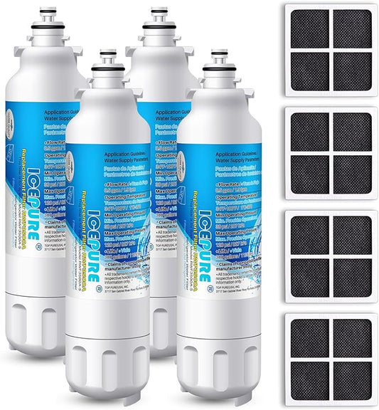 ICEPURE 46-9490 Replacement for LG LT800P, ADQ73613401, ADQ73613402, ADQ73613408, ADQ75795104, Kenmore 9490 Refrigerator Water Filter and LT120F Fresh Air Filter, 4Combo