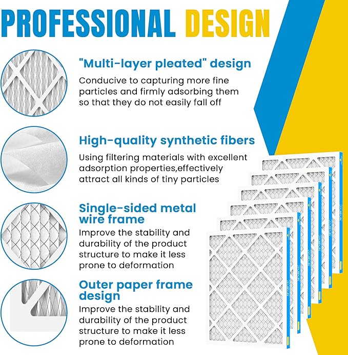 16x20x1 Air Filter,MERV 8,Furnace Air Filter for HVAC,Dust Defense-6packs by MIFLUS