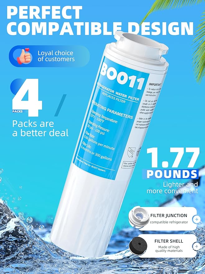 Upgraded BOGDA EDR4RXD1 RWF0900A Water Filter UKF8001, Fit for Evenydrop Filter 4 and Whirl-Pool Water Filter 4, Replacement RFC0900A, AXX-200/750, UKF8001P, 469006, WD-F07, 3 packs