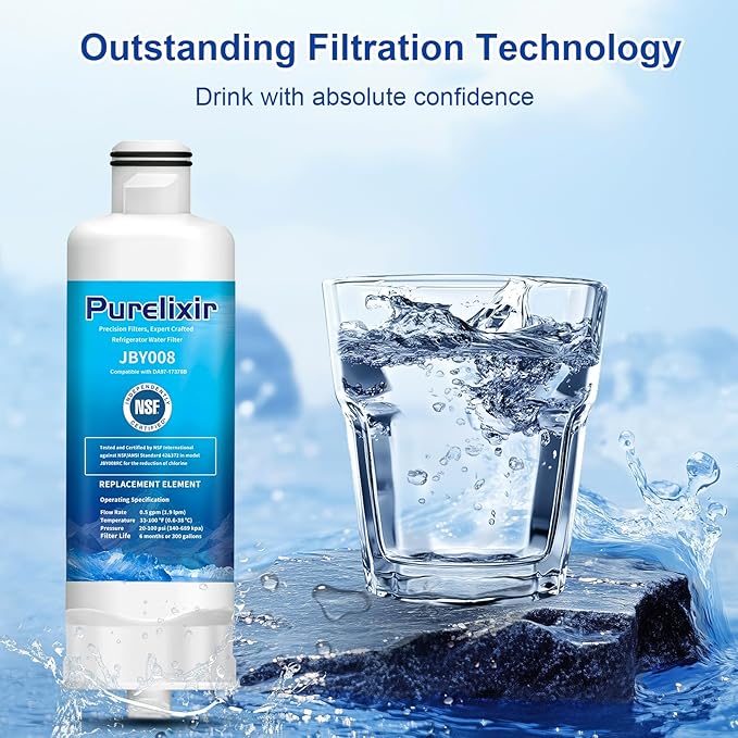 DA97-17376B Compatible with Samsung HAF-QIN/EXP, DA97-08006C, RF28R7201SR, RF28R7351SG, WD-F45, Refrigerator Water Filter Replacement, NSF Certified, 3 Pack