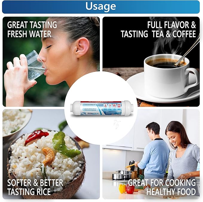 10-inch Universal Alkaline in-line Water Replacement Filter - PH Enhancer, and Re-Mineralizer – Post Filter for Under-Sink or Reverse Osmosis System - Restore Essential Minerals Set of 3