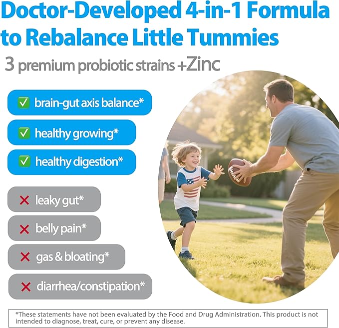 Life-Space Children IBS Support Probiotic, Clinically Proven to IBS Relief, 4 in 1 Kids Probiotic, 21 Billion CFU, Supports Reduce Symptoms of IBS, Include Bloating, Gas & Diarrhea, 60 Grams