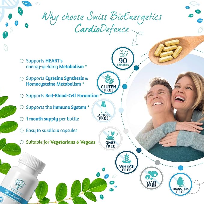 CardioDefence – 90 Capsules – a precise balance of CoQ10, D-Ribose, Acetyl L-Carnitine, B Vitamins and MCT to contribute to the normal function of the heart and reduce tiredness and fatigue
