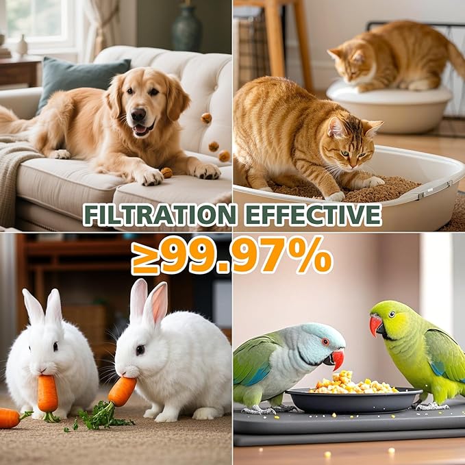 KJ190L Pet Care Washable Filter Compatible with MOOKA KJ190L Air Puri-fier, 3 Stage Filtration HEPA Filter for Pollen Smoke Pet Hair Dust, Special for Odor Dander, 2 Pack