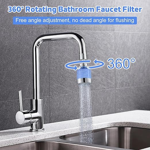3 Pack Sink Water Filter Faucet, Universal 360 ° Rotating Kitchen Faucet Water Purifier, Bathroom Faucet Filter Removes Chlorine Fluoride Hard Water for Home Kitchen & Bathroom