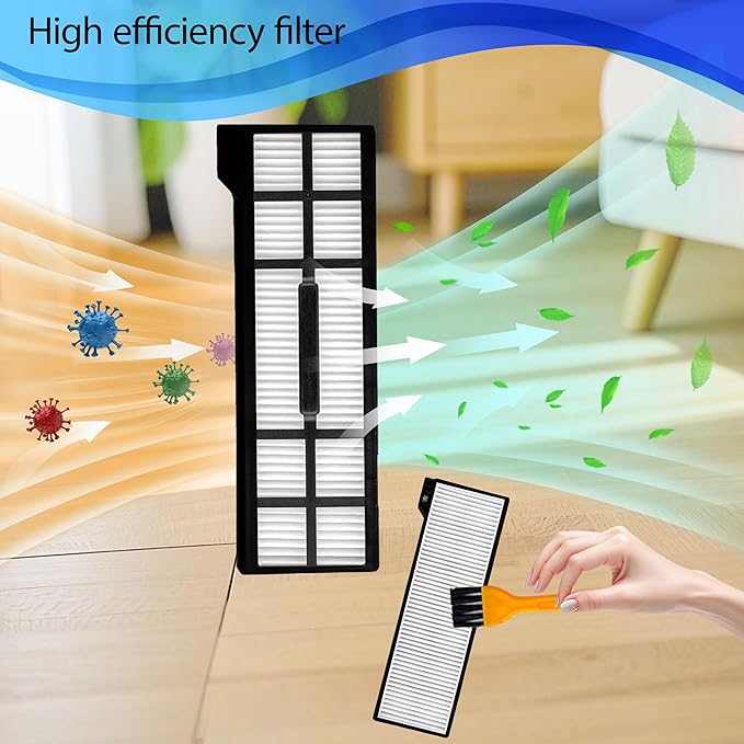 24 Pack Replacement Parts Accessories Compatible for Eufy X10 Pro Omni Vacuum Cleaner, 2 Main Brush 4 Vacuum Filters 4 Side Brushes 6 Mops 6 Vacuum Bags, X10 Pro Omni Accessories Kit