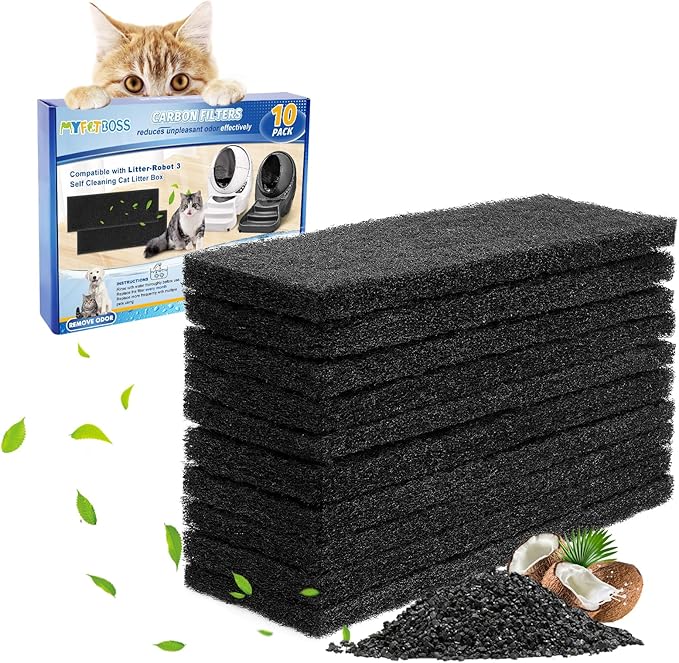 10-Pack Carbon Filters Compatible with Litter-Robot 3, Activated Carbon Litter Box Filter Compatible with Litter-Robot 3 Self Cleaning Cat Litter Box Filters, Accessories Replacement
