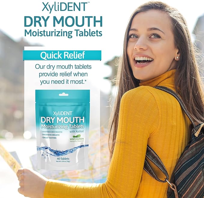Nature's Stance XyliDENT Xylitol Tablets for Dry Mouth Relief - Stimulates Saliva, Freshens Breath, Reduces Acid Production, Fast Acting Relief, 40 Count (Wintergreen)