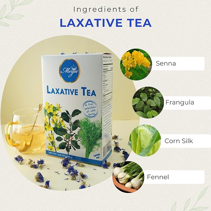 Merja Herbs Laxative Herbal Tea - Tea for Colon Cleanse - Mediterranean Loose Tea - Caffeine Free - 100% Natural & Premium Quality 250gr 8.82 oz