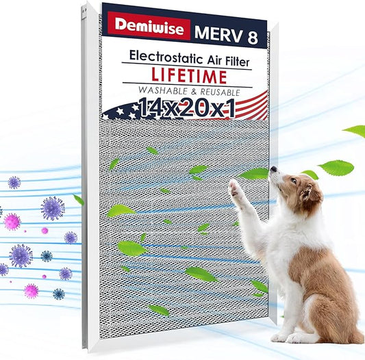 14x20x1 Electrostatic Air Filter, 8 Stage Washable Aluminum AC/HVAC Furnace Filter, Reusable Lifetime Permanent Air Filter, Easy to Clean,Increases Airflow(Actual Size:13.50x19.50x0.82)