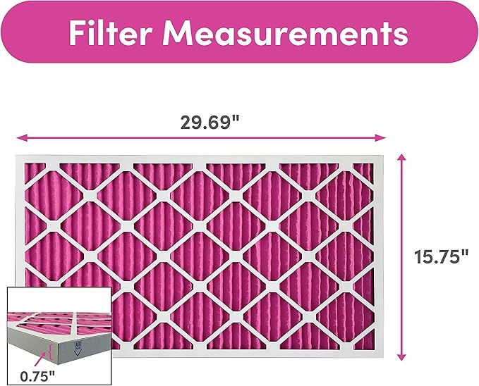 16x30x1 Air Filter by Colorfil | Color Changing Filters for Cat and Dog Odor | MERV 8 Furnace AC Filter for Pet Hair and Dust | 15.75"x29.75"x0.75" Exact Size | Pack of 6