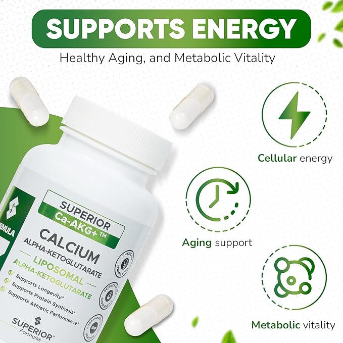 Superior Formulas Alpha-Ketoglutarate (AKG) | Physician Formulated | Cellular Energy & Longevity Support – 550mg