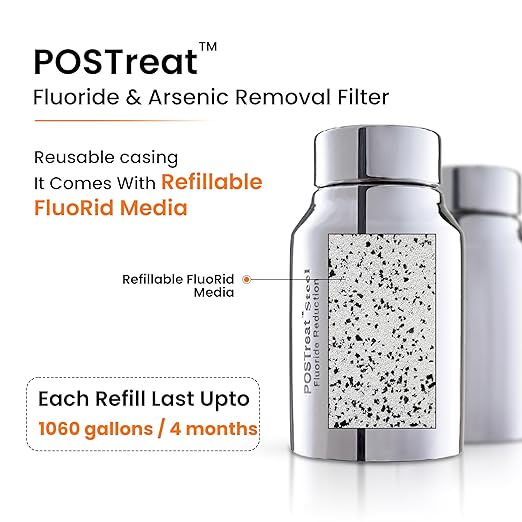 Gravity Water Filter System - 2.25 Gallons NSF Certified AISI 304 Stainless Steel Water Filter with 2 Smart Carbon Filters, 2 POSTreat Steel Fluoride Removal Elements & Free Stainless Steel Spigot