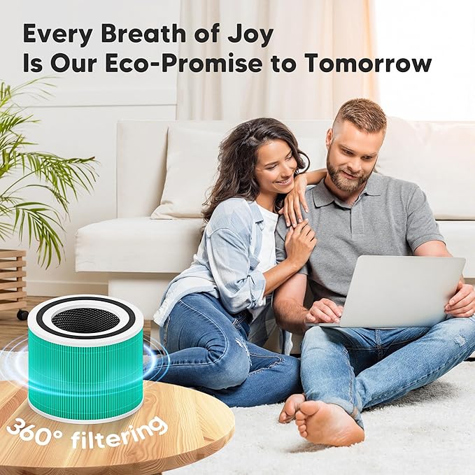 Core 300 Toxin Absorber Replacement Filter for LEVOIT Core 300, Core 300S and Core 300-P Air Purifier, 3-in-1 H13 True HEPA Filter Replacement, Compared to Part # Core 300-RF-TX, 4 Pack, Green