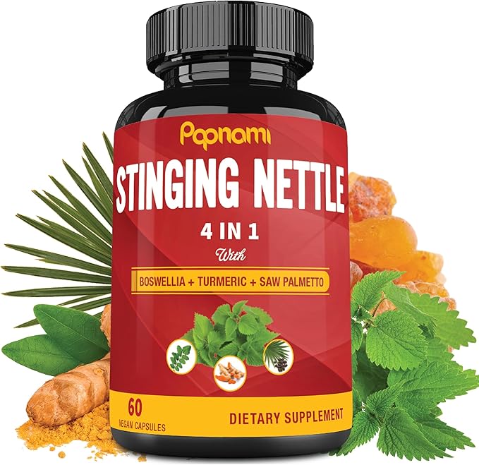 Stinging Nettle Extract Capsules with Boswellia, Turmeric & Saw Palmetto - 2 Month Supply for Joint, Body Management, Skin, Hair & Immunity