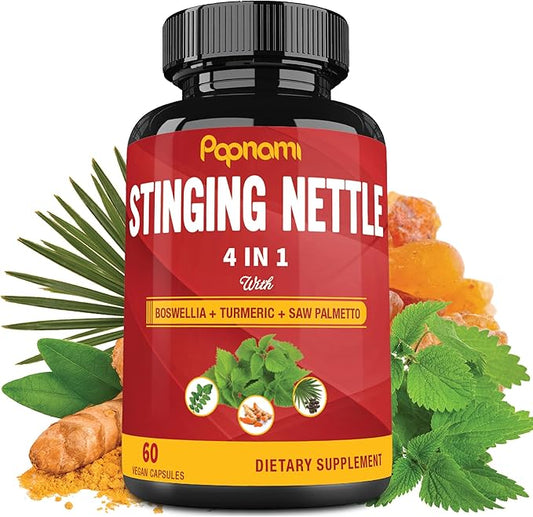 Stinging Nettle Extract Capsules with Boswellia, Turmeric & Saw Palmetto - 2 Month Supply for Joint, Body Management, Skin, Hair & Immunity