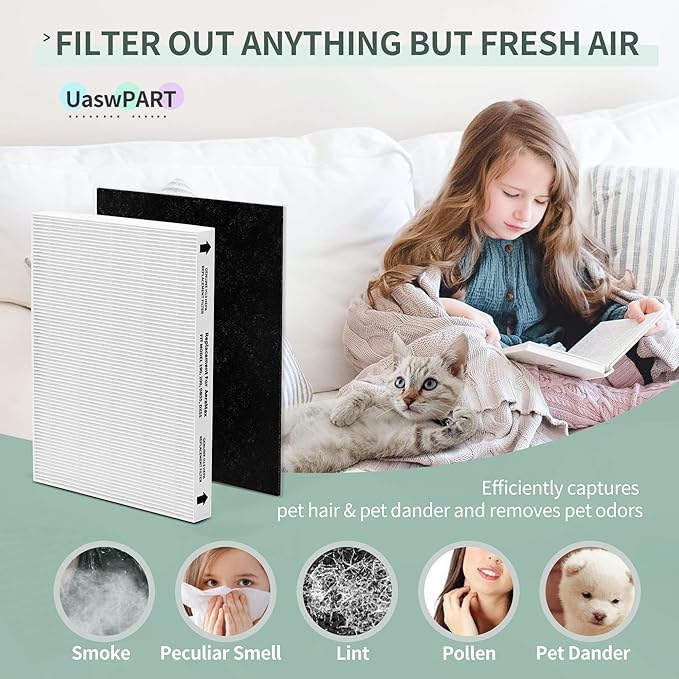Aera-Max 200 HEPA Filter Replacement 9287101 Compatible with Fellowes AeraMax 190/200/DX55 Air Cleaner Purifiers HEPA Filter, 4X H13 HEPA & 8X Extra Carbon Pre-Filters (9324101)