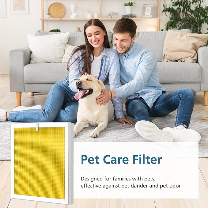 G3 Pet Care Filter Compatible with AMEIFU G3 (Sferf-30) Air Purifier and VEWIOR A3 Air Purifier, 3-in-1 HEPA Air Cleaner Pet Filter, Yellow, 2 Pack