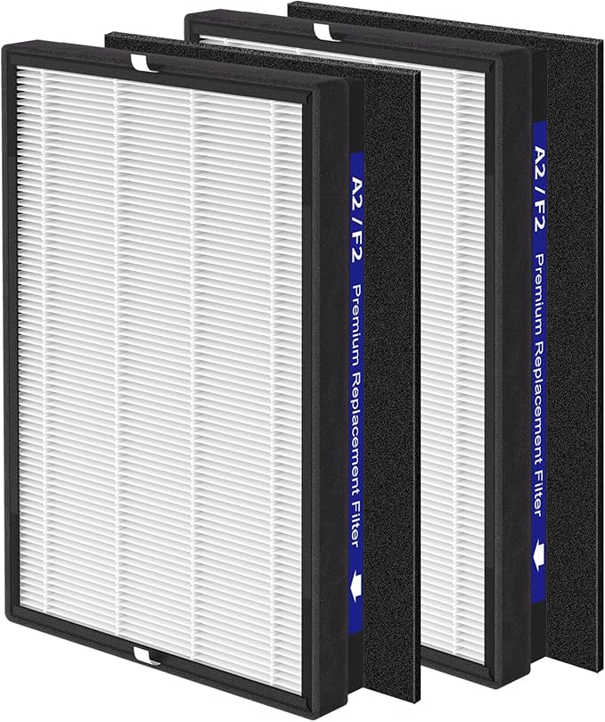 2 Pack A2 F2 True HEPA Replacement Filter Compatible with 3M Filtrete Room Purifier Models FAP-C02-A2, FAP-C03-A2, FAP-T03-A2, FAP-C02WA-G2, FAP-C03BA-G2, FAP-T03BA-G2, FAP-SC02N, Part # 1150101