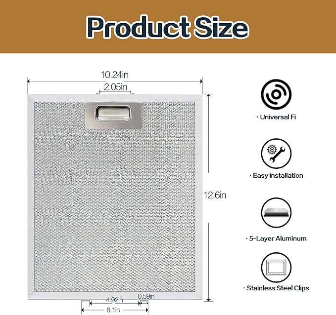 3-Pack Universal 12-5/9" x 10-1/5" Range Hood Aluminum Filter Mesh Screen Replacement for Most Kitchen Ventilation Systems