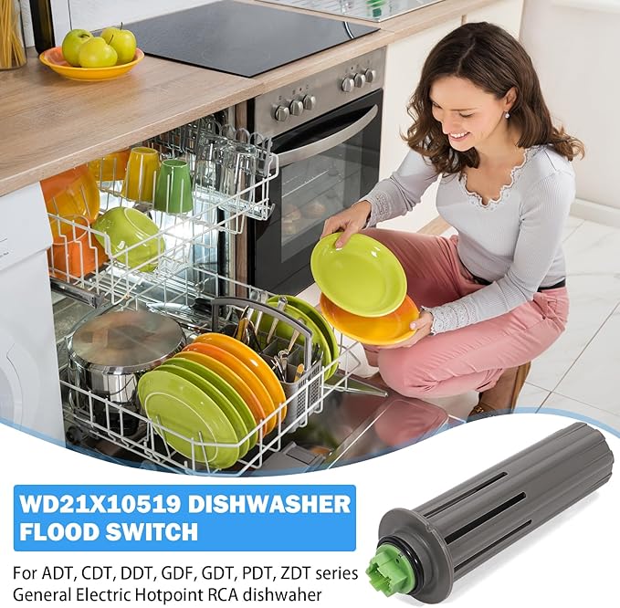 WD21X10519 GE Dishwasher Flood Switch Compatible with ADT, CDT, DDT, GDF, GDT, PDT, ZDT Series GE Dish Washer Appliance Switch Flood Asm Replacement Parts WD21X10492 WD21X20204 3028650 PS8690623