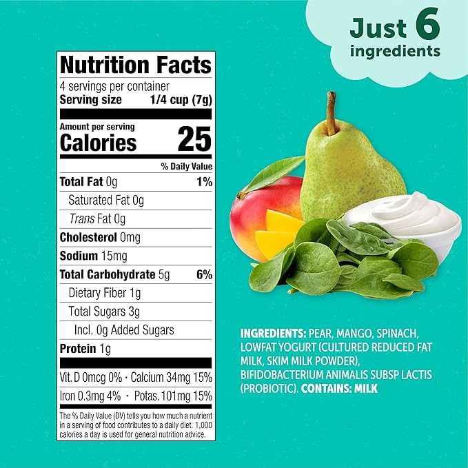 Beech-Nut Probiotic Melties Baby & Toddler Snack Melts, Pear Mango Spinach Yogurt, 1 oz (7 Pack)