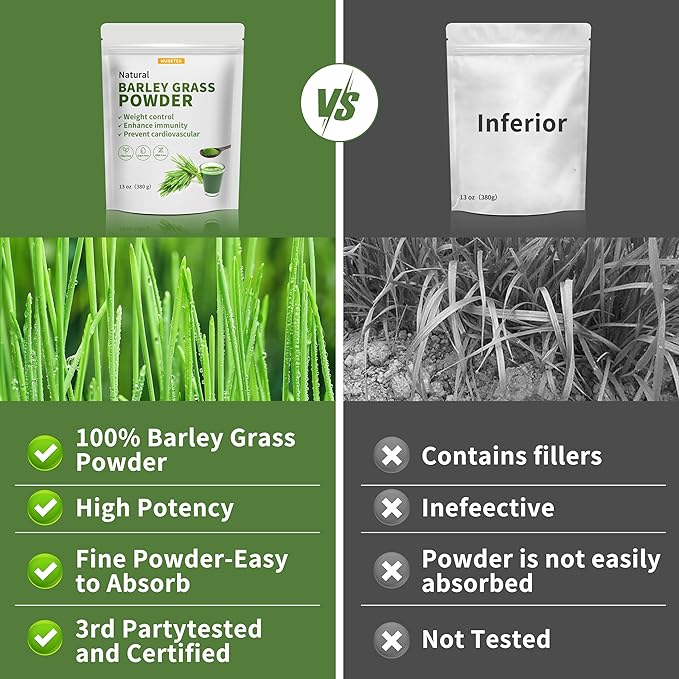 Barley Grass Juice Powder 13 oz - 100% Pure Wheatgrass Powder, Supports Cardiovascular, Liver and Digestive Function, Vegan, No Maltodextrin & Sugar.