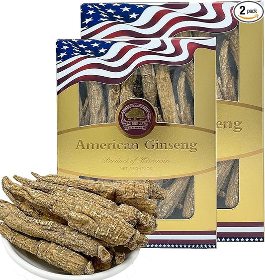Wisconsin American Ginseng, 8OZ American Wisconsin Ginsengss Slices Root 西洋参/花旗参 Energy for Men & Women Ginseng in Soup, Tea Smoothies 4 Ounce Box of 2 Large Long-Branch