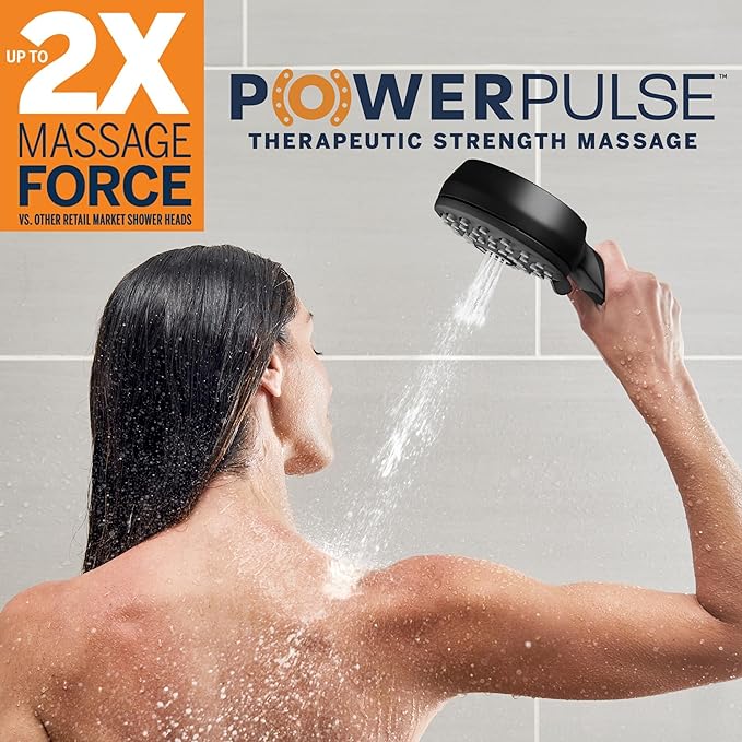 Waterpik One-Touch Dual 2-in-1 Shower System With Rain Shower Head and 7-Mode Hand Held Shower Head, Matte Black XPB-135E-765ME