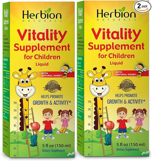 HERBION Naturals Vitality Supplement for Children, Promotes Growth and Appetite, Relieves Fatigue, Improves Mental & Physical Performance, for Kids 1 Year & Above, 5 Fl Oz (Pack of 2)