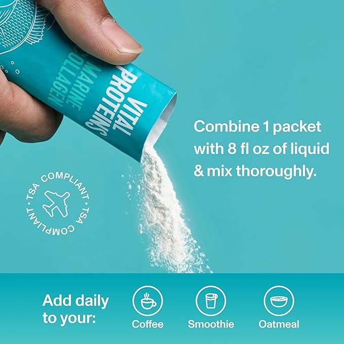 Vital Proteins Marine Collagen, Wild-Caught, Non-GMO Project Verified, Unflavored Stick Packs (10g) (Box of 20)