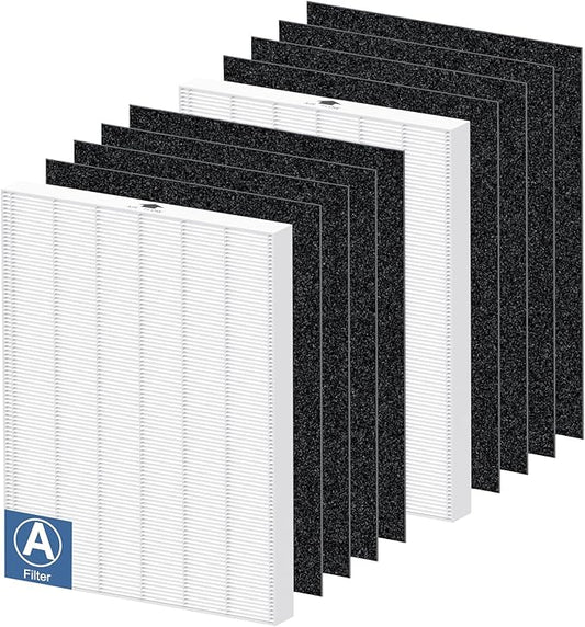 [2+8 Pack] 115115 Replacement Filter A Size 21 for Winix PlasmaWave C535, 5300, 5300-2, P300, 6300, 6300-2, AM90, 9000, 5000, 5000B, C909, 9800 Air Purifiers, 2 HEPA Filters+8 Pre-Filters