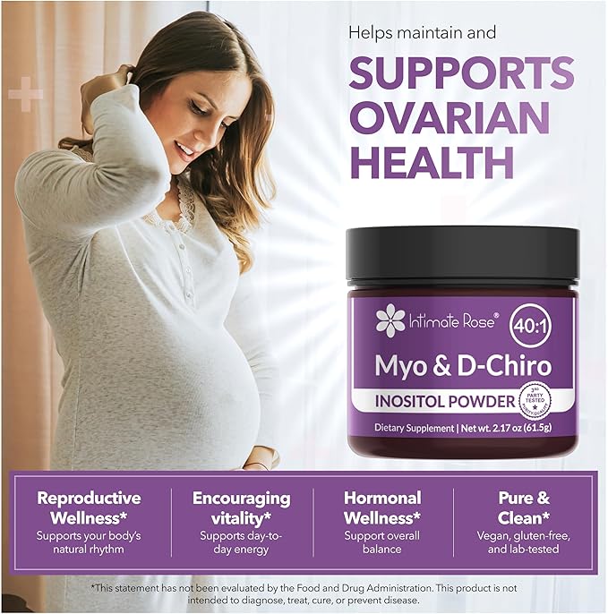 Intimate Rose Inositol Supplement for Women Powder - Myo-inositol & D-Chiro Inositol Powder - Hormonal Balance & Healthy Ovarian Function Support for Women - Ideal 40:1 Ratio - Made in USA