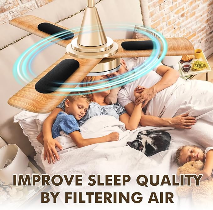 Dualshine 15 Pack Ceiling Fan Filters for Blades, Universal Ceiling Fan Filters, Activated Coconut Shell Carbon Air Purifiers for Office, Kitchen, Common Household Contaminants