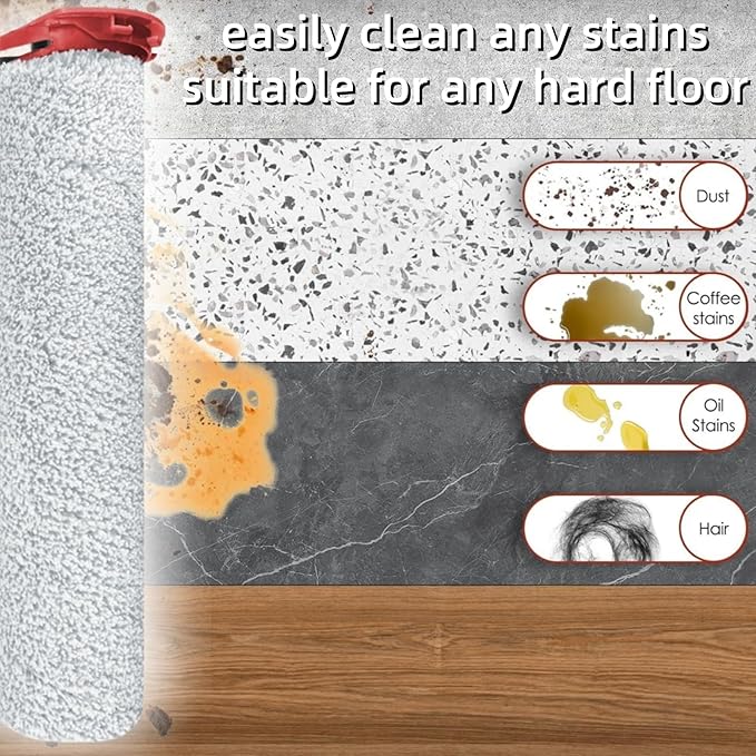 Brush Roller and Filters Replacement Parts for Roborock Dyad Pro/Dyad Pro Combo / A10 Plus Cordless Wet Dry Vacuum Cleaner, 1 Set Main Brush Rolls 4 HEPA Filters Accessories Kit