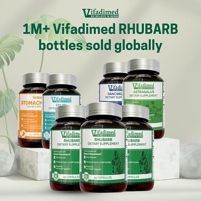 Rhubarb - Natural 15 Day Colon Cleanse, Poop Pills for Constipation Relief for Women,Men,Postpartum, Natural Stool softeners, Gentle laxatives,Bowel Movement, 45 Colon Cleanse Pills