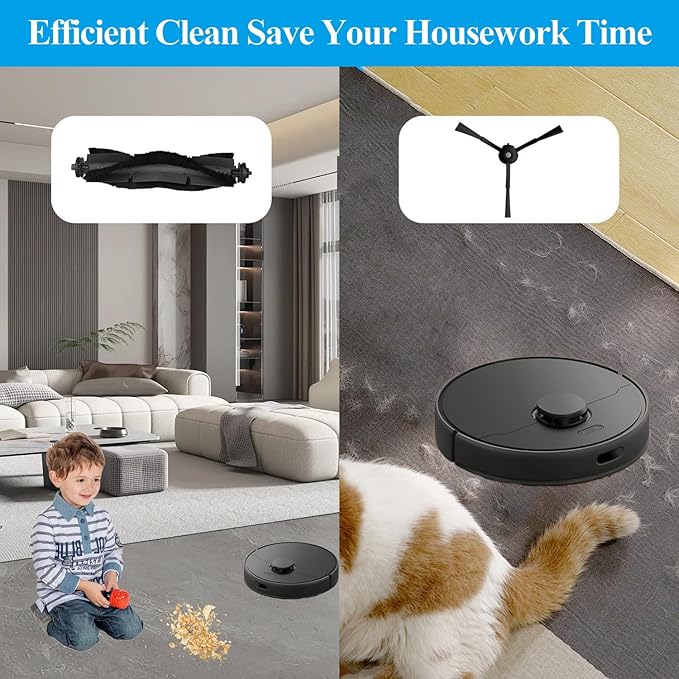 Replacement Parts for Eufy X8 Pro Robot Vacuum Series - Includes 1 Rolling Brush, 2 Side Brushes, 4 Filters, 2 Mop Cloths - Durable and Reusable Accessories for Eufy X8 Pro Robot Vacuum Cleaner