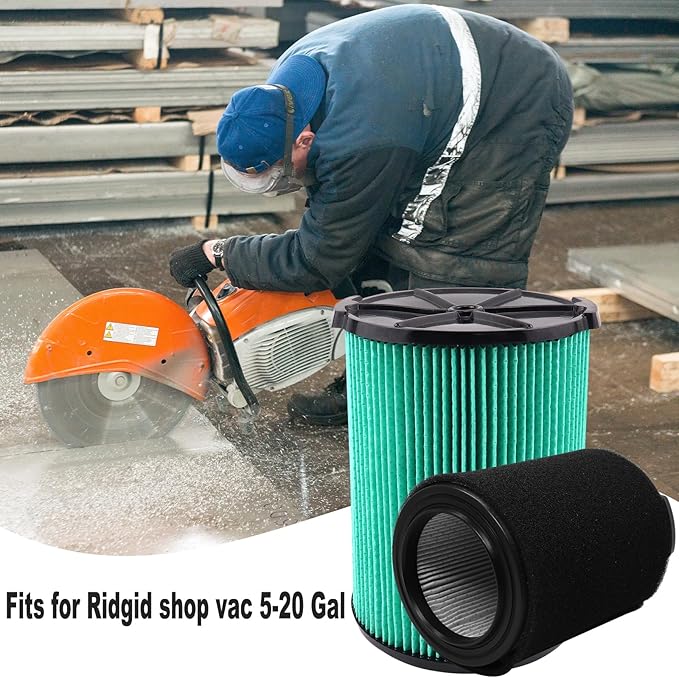 2 Pack VF6000 Filters + 4 Pack VF3502 Filter Bags + 4 Pack Foam Sleeve for Ridgid 5-20 Gallon Wet Dry Vacuum Cleaner (10 Pack)