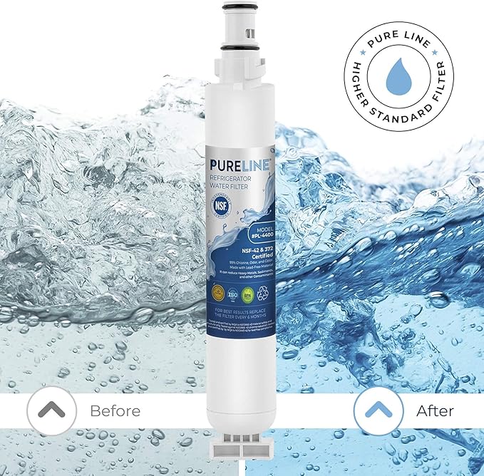 Pureline 4396701 Replacement for Kenmore 9915, 469915, Whirlpool EDR6D1, WF293, LC200V, SGF-W10, L200V, RWF1021, Filter 6, WFL200, 4396702, EFF-6001A - Reduces Bad Taste & Odor (3 Pack)