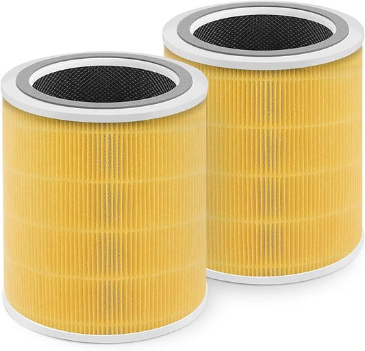 2 Pack Core 400S Replacement Filter Compatible with LEVOIT Core 400S, 3-in-1 Filter, Activated Carbon Filtration, Compared to Part# Core 400S-RF Yellow