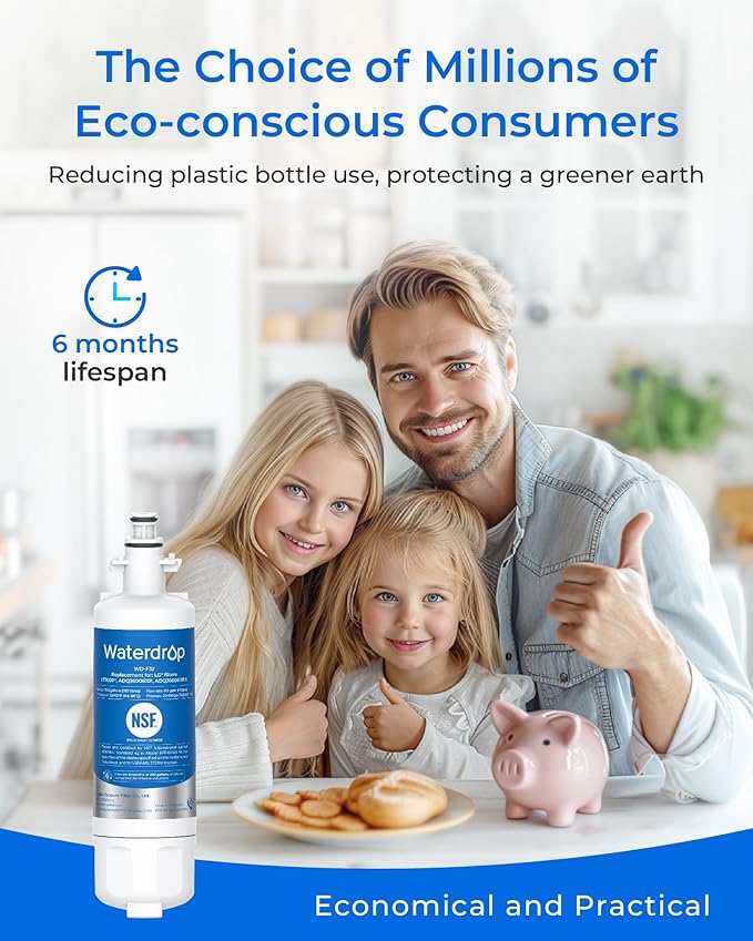 Waterdrop ADQ36006101 Replacement for LG® LT700P® Refrigerator Water Filter, Kenmore® 9690, 469690, ADQ36006102, LFXS30766S, RFC1200A, FML-3 and LT120F® Fresh Air Filter, 3 Combo