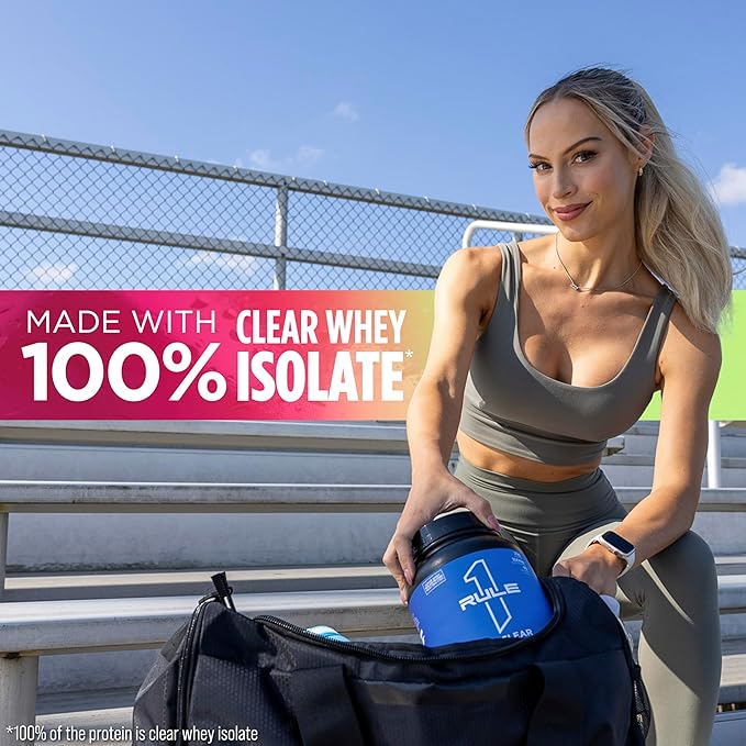 Rule 1 Clear Whey Isolate - 20g All-whey Isolate Protein, Over 9g EAAs, 300mg of Electrolyte Minerals, 90 Calories, Light, Crisp, and Refreshing Taste (27 Servings, Cherry Limeade)