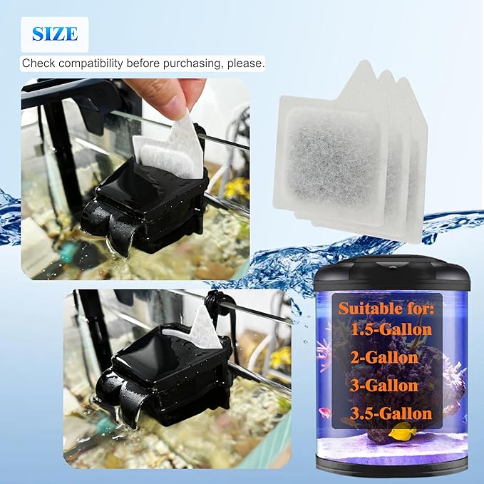 12 Pack Replacement Filter Cartridges XS for Tetra Whisper Extra Small Fish Tanks Filter; Refilled Filter Cartridges XS for Aquarium Kits Less 3 Gallons