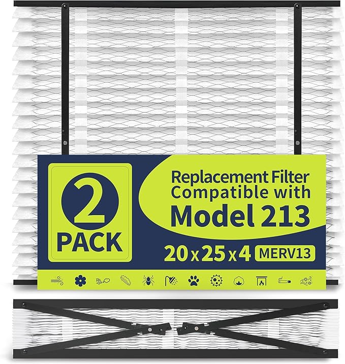 2 Pack 213 Replacement Filter Compatible with AprilAire Whole House Air Purifiers 1210,1620,2210,2216,3210,4200,20x25x4 MERV-13 Furnace Filter, Not fit for 1213 UPGRADE KIT(MODEL 2120 OR 2200)