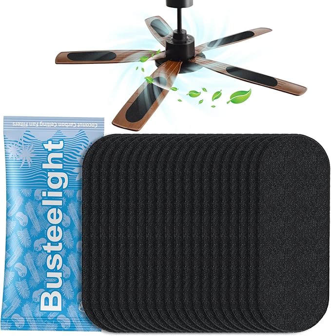 20 Pcs Ceiling Fan Filters for Blades – Fan Air Purifier Pads with Coconut Carbon – Easy-to-Stick Ceiling Fan Filters for Blades – Dust & Odor Removal Fan Blade Air Purifier Pads