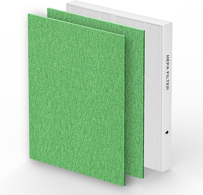 AP-1512HH & 200M Pollen Filter Set for Coway Airmega AP-1512HH and Airmega 200M Air Purifi-ers, 2 Pollen Filters and 1 HEPA Filter, 3 Pack, Light Green