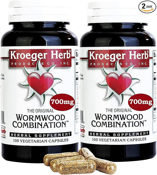 Kroeger Herb, Wormwood Black Walnut Clove Detox Cleanse, Quassia, Worm Wood Detox Cleanse - Wormwood Herb, Non-GMO, Gluten Free, No Preservatives or Fillers - 200 Capsules, Made in USA